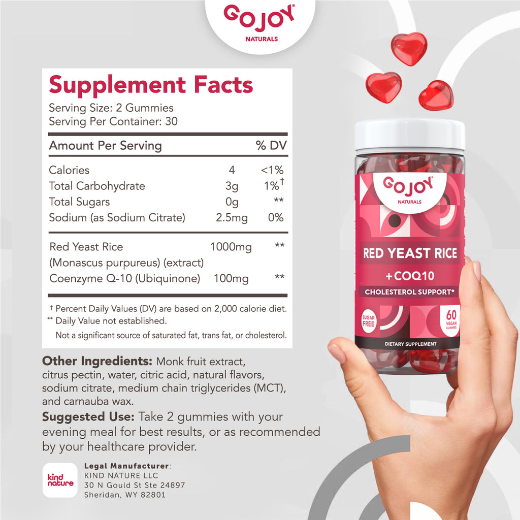 GOJOY Red Yeast Rice & CoQ10 Gummies β Natural Heart & Cholesterol Support