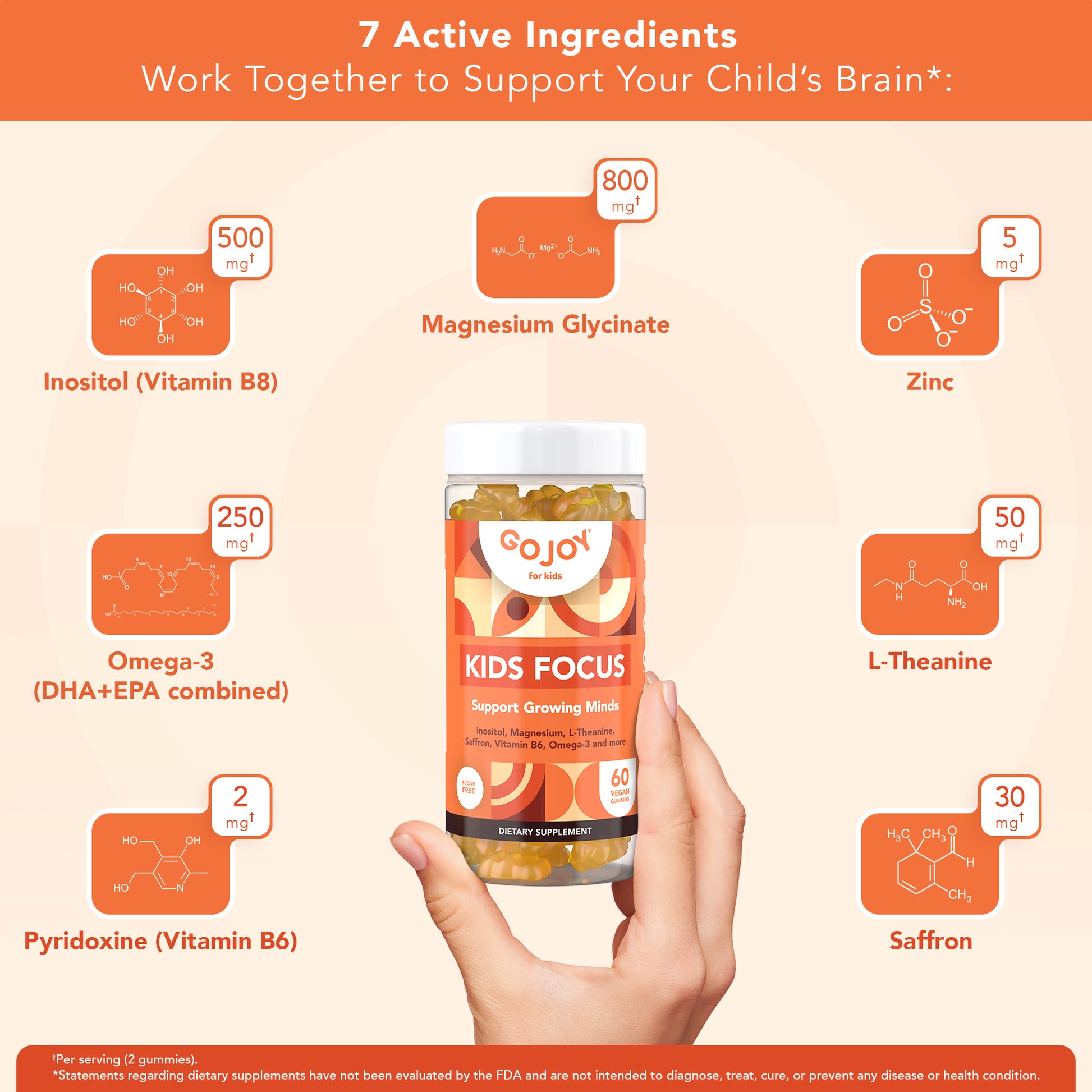 GOJOY Kids Focus Gummies – 7-in-1 Concentration & ADHD Support Supplement