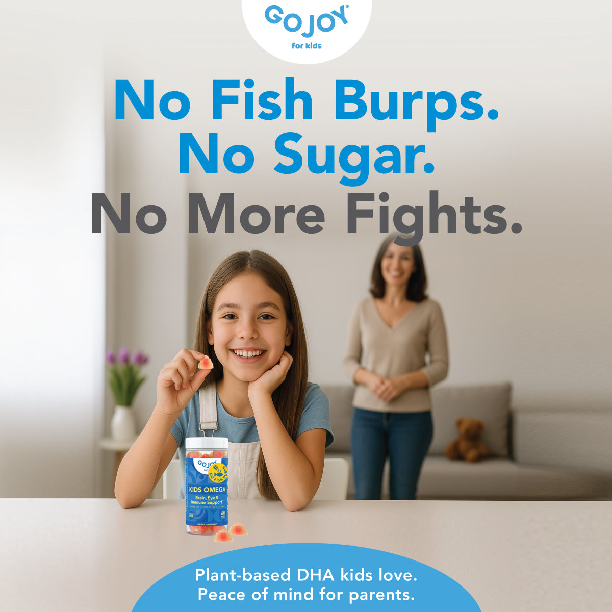 GOJOY Brain & Eye Omega Gummies – Sugar-Free, Vegan DHA for Kids’ Focus, Vision & Immunity
