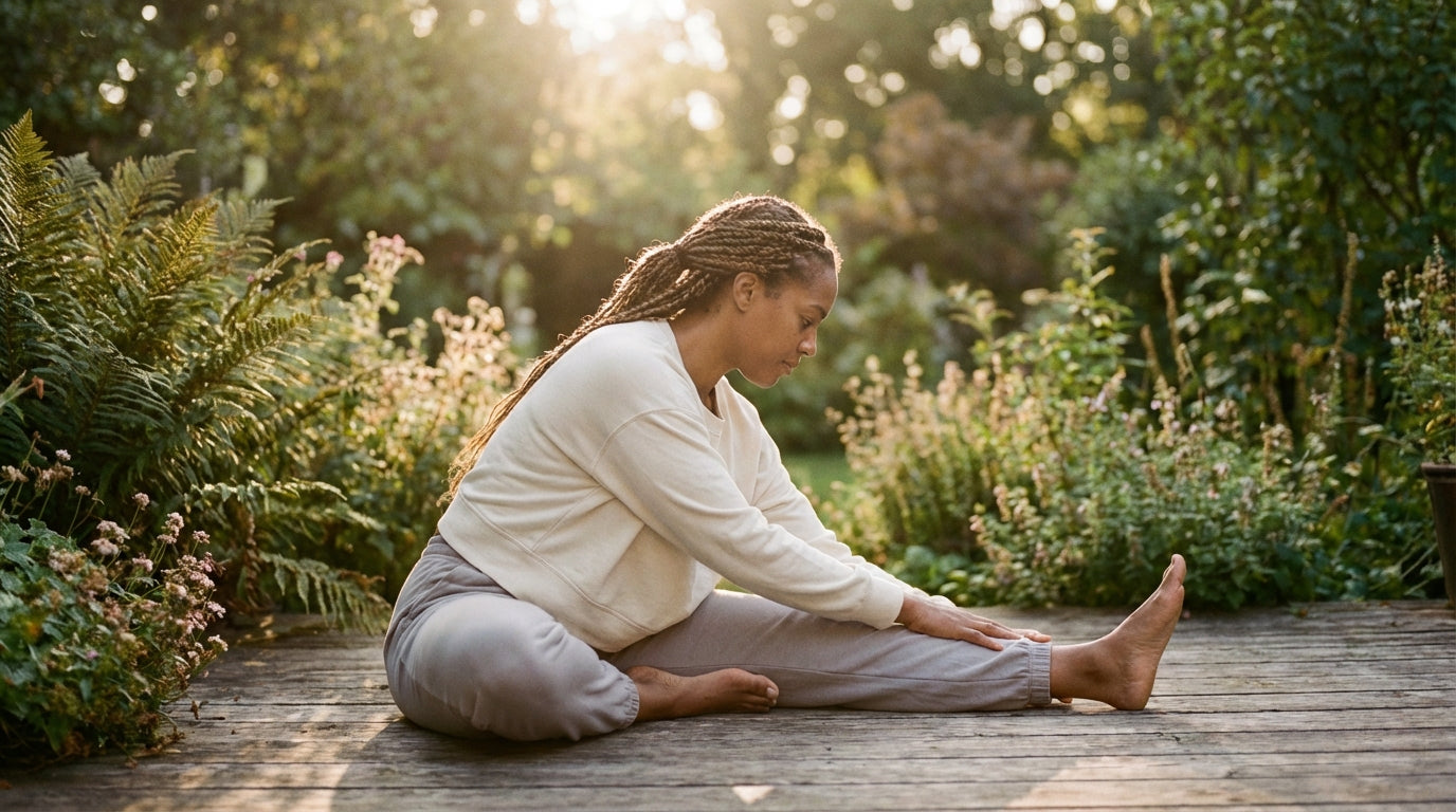 Active woman stretching outdoors for joint health