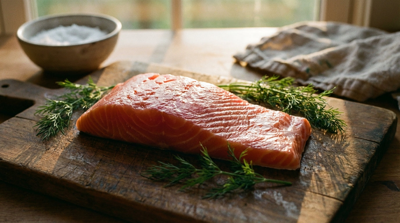 Fresh salmon fillet showing the deep red color of natural astaxanthin