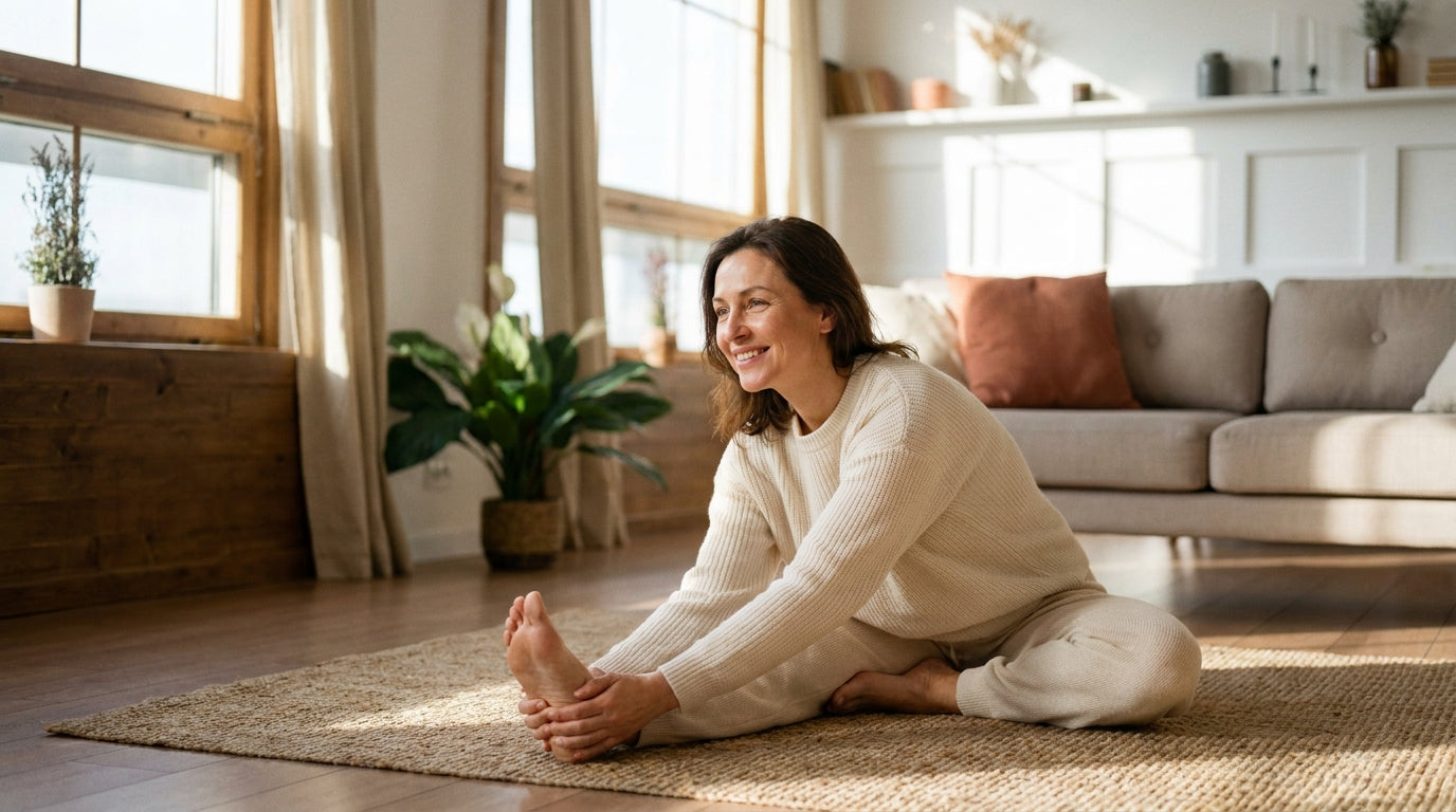 Woman practicing yoga representing CoQ10 energy and vitality