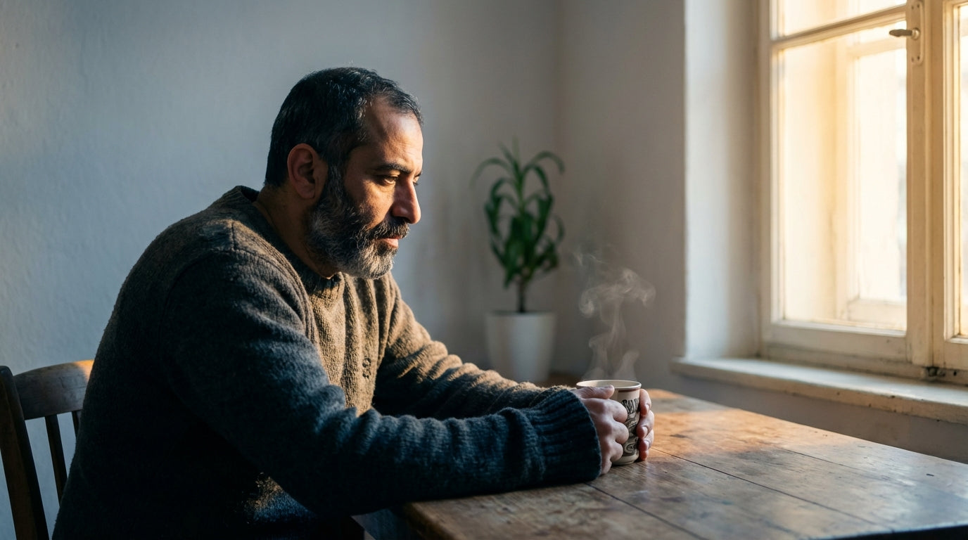Man experiencing mental clarity and calm with morning light representing NAC for mental health