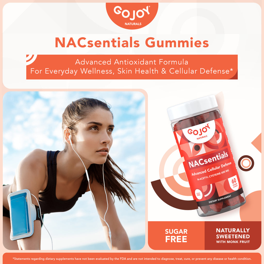 GOJOY NACsentials Gummies - Sugar Free N Acetyl Cysteine 600 mg NAC Gummies - Powerful Antioxidant Supplement with Vitamin C, ALA, Resveratrol & More