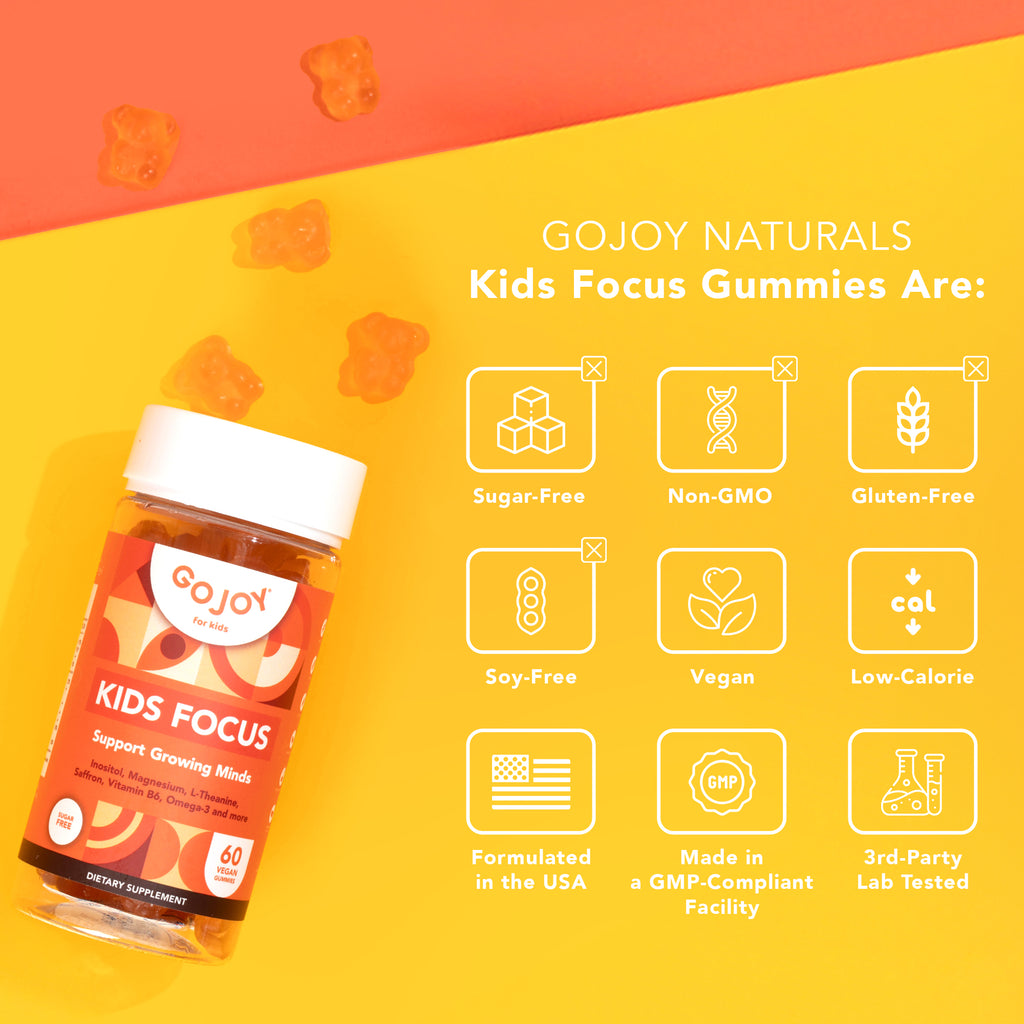 GOJOY Kids Focus Gummies - 7-in-1 Mood & Focus Supplement for Kids & T ...