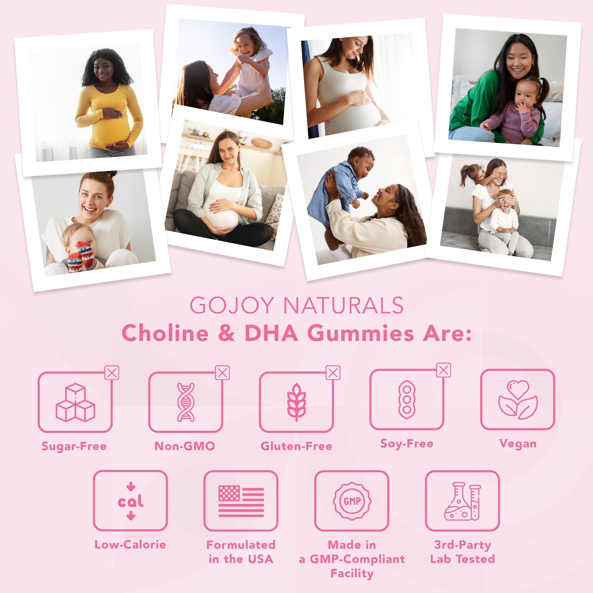 GOJOY Choline Supplement – Prenatal & Postnatal Gummies for Healthy Baby & Mom