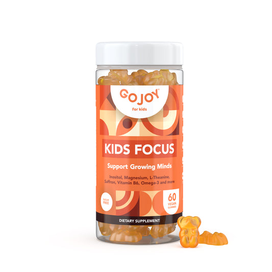 GOJOY Kids Focus Gummies - 7-in-1 Mood & Focus Supplement for Kids & Teens w/ Inositol, Magnesium Glycinate, L-Theanine, Saffron & More