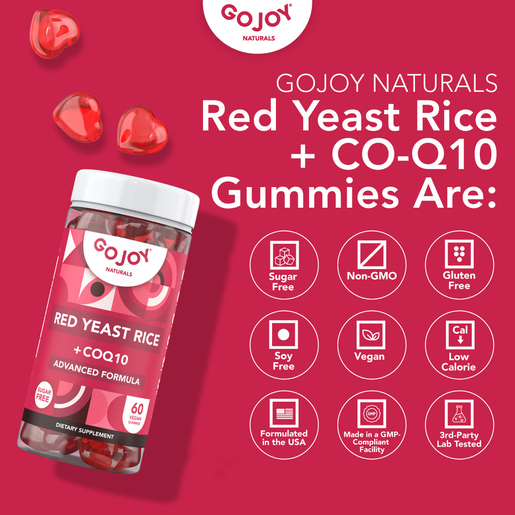 GOJOY Red Yeast Rice + CoQ10 Gummies - Advanced Formula for Heart & Wellness Support - Citrinin-Free, Sugar-Free, Vegan-Friendly