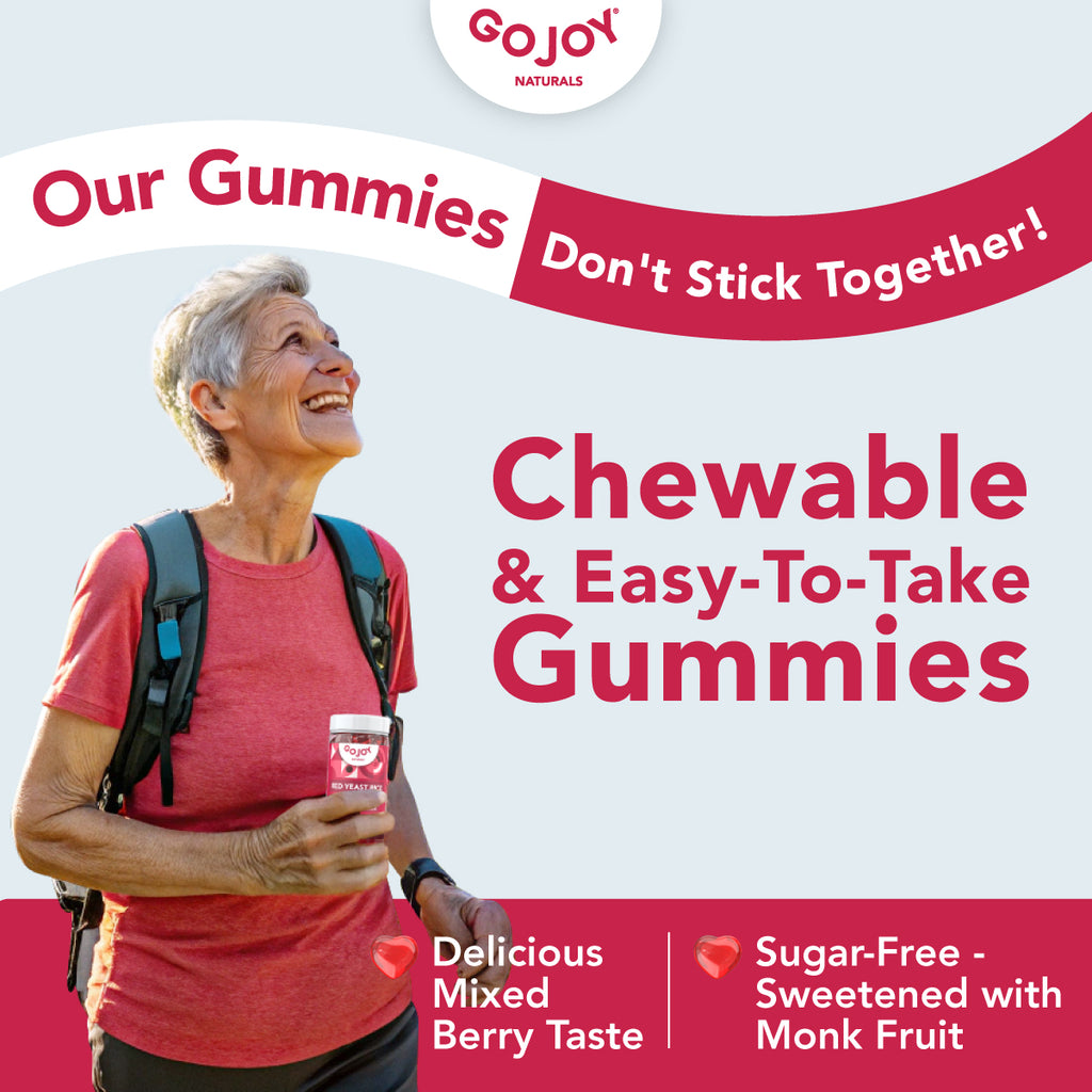 GOJOY Red Yeast Rice + CoQ10 Gummies - Advanced Formula for Heart & Wellness Support - Citrinin-Free, Sugar-Free, Vegan-Friendly